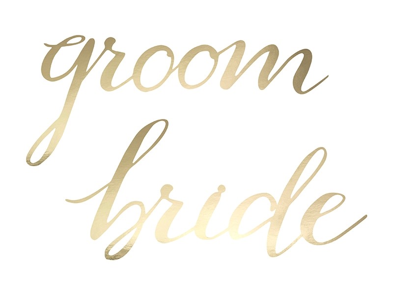 Schriftzug Girlande Bride & Groom gold, Dekoartikel, Hochzeitsdeko