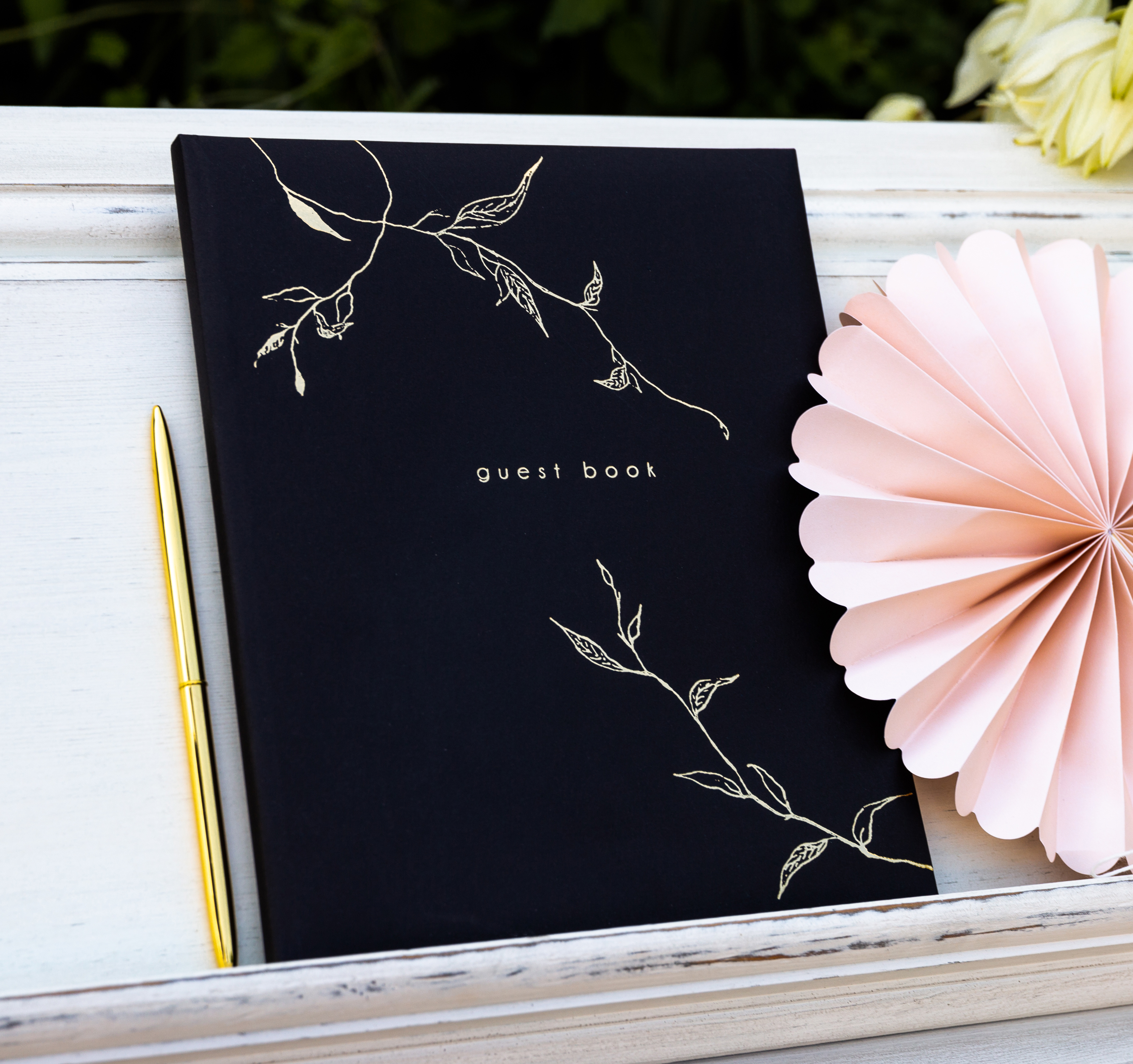 Gastebuch Mit Ranken Guest Book Hochzeit Schwarz Gold Event Textil Markt