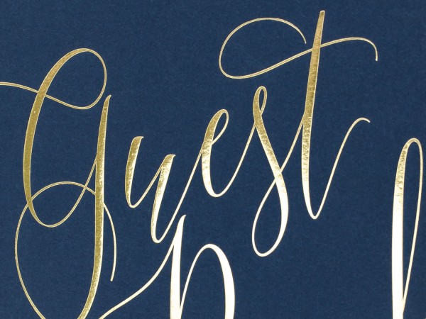 Gästebuch "Guest Book" Hochzeit dunkelblau/gold