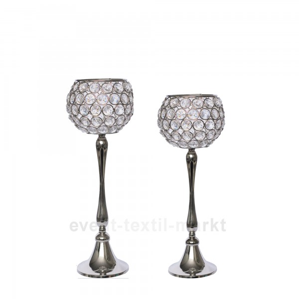 Silber Kristall Kerzenständer Kerzenhalter Teelichthalter Windlichthalter 