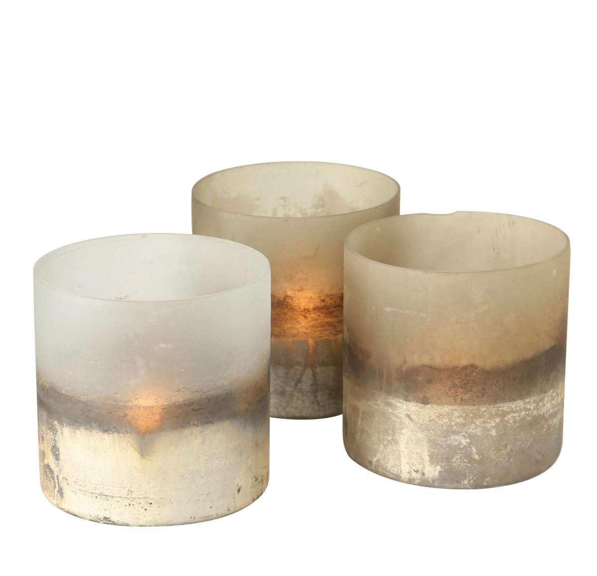 Windlicht-Set LISTRA 3-tlg. beige braun gold
