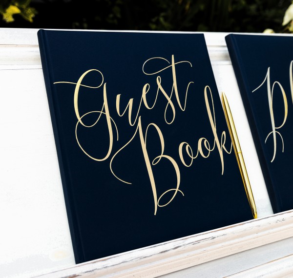 Gästebuch "Guest Book" Hochzeit schwarz/gold